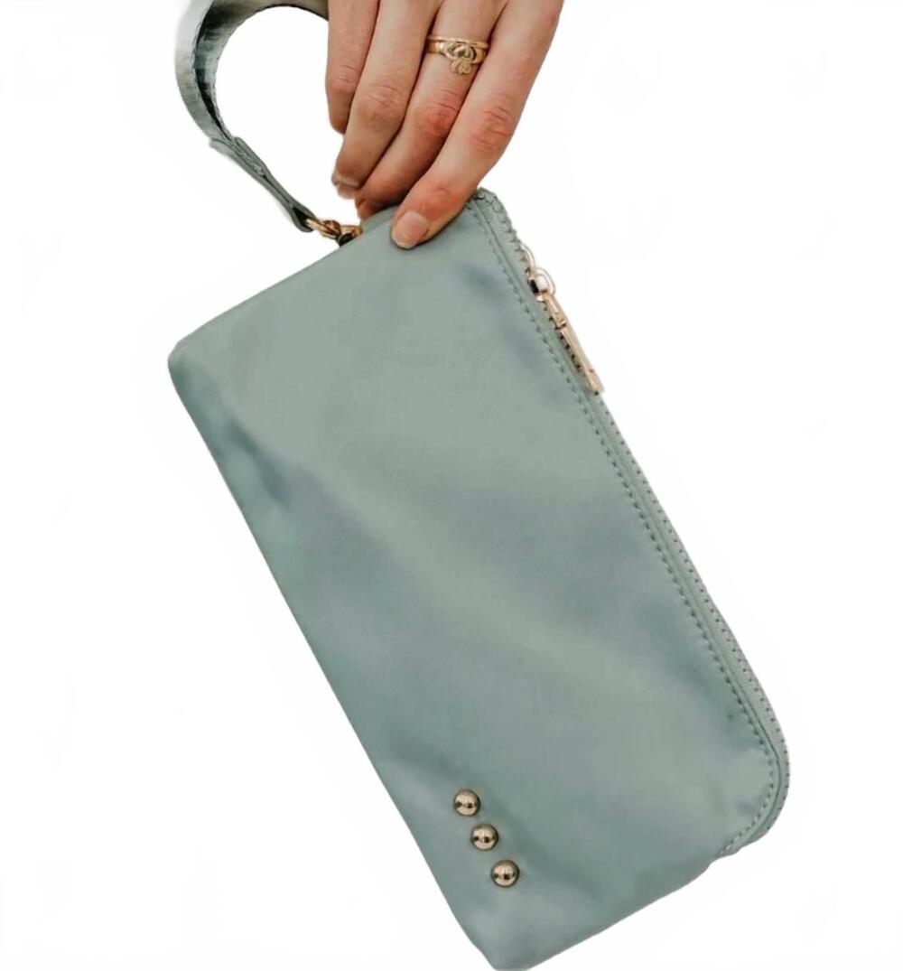NEW PRETTY SIMPLE women's cove double zip wristlet wallet in gray